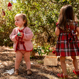 Velvet Bow Romper - Rosewood/Ruby
