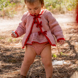 Velvet Bow Romper - Rosewood/Ruby