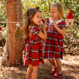 Scallop Dress - Tartan Red