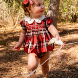 Scallop Two Piece Set - Tartan Red