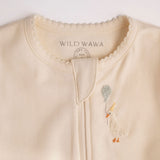 Pima Embroidered Footless Sleeper in Goose