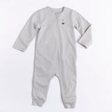 Pima Embroidered Footless Sleeper in Blue Boat