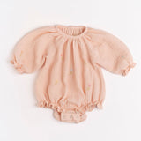 Gauze Romper in Embroidered Flowers