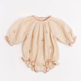 Gauze Romper in Embroidered Cherries