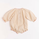 Gauze Romper in Embroidered Cherries