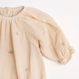 Gauze Romper in Embroidered Butterflies
