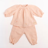 Gauze Two Piece Set in Embroidered Flowers