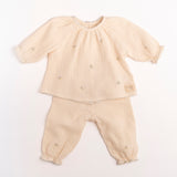 Gauze Two Piece Set in Embroidered Butterflies