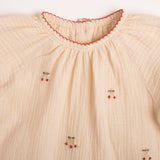 Gauze Two Piece Set in Embroidered Cherries