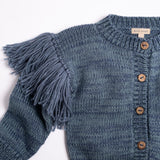 Fringed Cardigan in Luna Blue