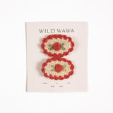 Crochet Clip Set in Rouge Bloom
