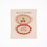 Crochet Clip Set in Cherry Bloom