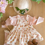 Heart Pocket Overall Dress - Desert Rose Hearts