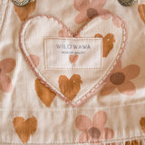 Heart Pocket Overall Dress - Desert Rose Hearts