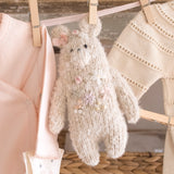 Hand Embroidered Flower Bear in Natural