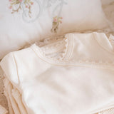 Crochet Trim Three Piece Set in Pearl