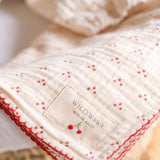 Embroidered Swaddle in Cherry
