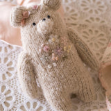 Hand Embroidered Flower Bear in Natural