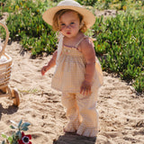 Ruffle Pant Set in Yellow Gingham/Strawberry