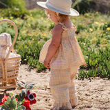 Ruffle Pant Set in Yellow Gingham/Strawberry