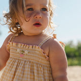 Ruffle Pant Set in Yellow Gingham/Strawberry