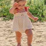 Embroidered Smock Set in Red Dot/Cherry