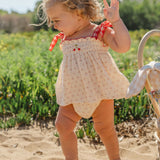 Embroidered Smock Set in Red Dot/Cherry