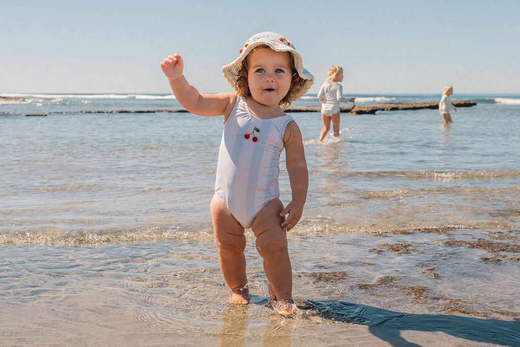 Cherry Swimsuit in Blue Striple – Wild Wawa
