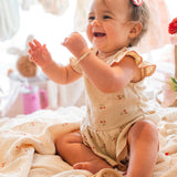 Pointelle Skirt Onesie in Cherries