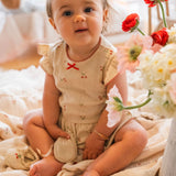 Pointelle Skirt Onesie in Cherries