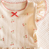 Pointelle Skirt Onesie in Cherries