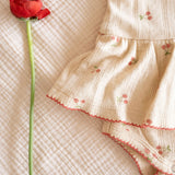 Pointelle Skirt Onesie in Cherries