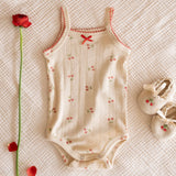 Pointelle Strap Onesie in Cherries