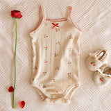 Pointelle Strap Onesie in Cherries
