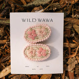 Crochet Clip Set - Taupe Pink