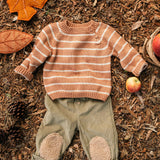 Stripe Crew Neck Sweater - Ginger/Oat Stripe