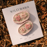 Crochet Clip Set - Taupe Pink