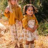 Heart Pocket Overall Dress - Sunflower Field