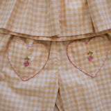 Ruffle Pant Set in Yellow Gingham/Strawberry