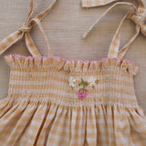 Ruffle Pant Set in Yellow Gingham/Strawberry