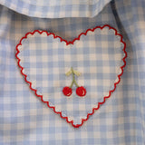 Ruffle Pant Set in Blue Gingham/Cherry
