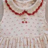 Crochet Collar Dress in Red Dot/Cherry