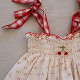 Embroidered Smock Set in Red Dot/Cherry