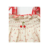 Embroidered Smock Set in Red Dot/Cherry